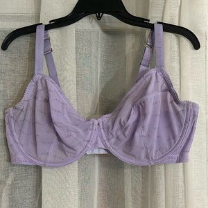 Savage x Fenty Flocked Logo Unlined Bra Intimates Purple Lavender 38G